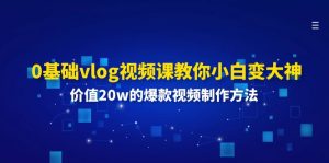 0基础vlog视频课教你小白变大神：价值20w的爆款视频制作方法-网创资源总站