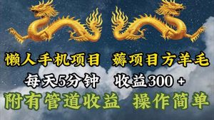 （11600期）懒人手机项目，每天5分钟，每天收益300+，多种方式可扩大收益！-网创资源总站