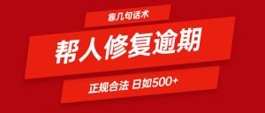 靠几句话术帮人解决逾期日入500+ 看一遍就会 正规合法-网创资源总站