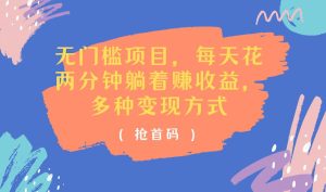 （11647期）无门槛项目，每天花两分钟躺着收益，多种收益方式-网创资源总站