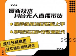 最新技术抖音无人直播带货，不违规不封号，长期稳定，小白轻松上手单号日入500+【揭秘】-网创资源总站