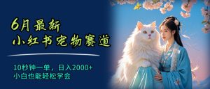 (11771期)6月最新小红书宠物赛道,10秒钟一单,日入2000+,小白也能轻松学会-网创资源总站
