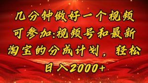 （11835期）几分钟一个视频，可在视频号，淘宝同时获取收益，新手小白轻松日入2000…-网创资源总站