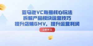 (11848期)亚马逊VC账号核心玩法,拆解产品模块运营技巧,提升店铺GMV,提升运营利润-网创资源总站