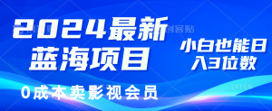 （11894期）2024最新蓝海项目，0成本卖影视会员，小白也能日入3位数-网创资源总站