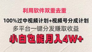 （11862期）利用软件双重去重，100%过中视频+视频号分成计划小白也可以月入4W+-网创资源总站