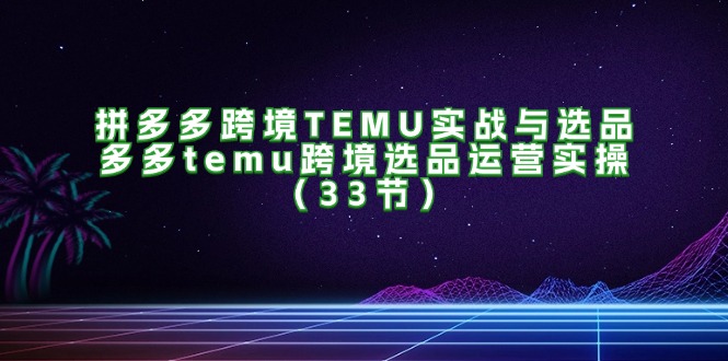 (11934期)拼多多跨境TEMU实战与选品,多多temu跨境选品运营实操(33节)-网创资源总站