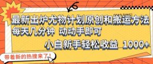 最新出炉尤物计划原创和搬运方法，简单易操作，动动手，小白新手轻松日入1000+【揭秘】-网创资源总站