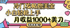 冷门发帖撸美金项目,月收益1000+美金,简单无脑,干就完了【揭秘】-网创资源总站