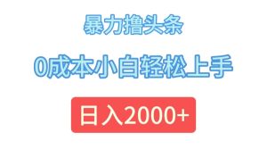（12068期）暴力撸头条，0成本小白轻松上手，日入2000+-网创资源总站