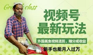 视频号新玩法,外国美食视频混剪,撸分成计划收益,视频制作简单,轻松月入过万【揭秘】-网创资源总站
