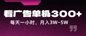 （12142期）蓝海项目，看广告单机300+，每天一个小时，月入3W~5W-网创资源总站