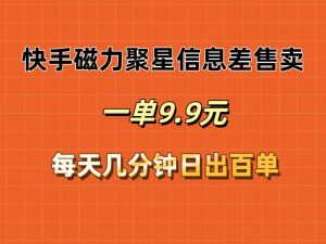 (12150期)快手磁力聚星信息差售卖,一单9.9.每天几分钟,日出百单-网创资源总站