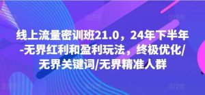 线上流量密训班21.0，24年下半年-无界红利和盈利玩法，终极优化/无界关键词/无界精准人群-网创资源总站