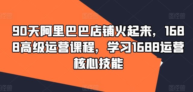 90天阿里巴巴店铺火起来,1688高级运营课程,学习1688运营核心技能-网创资源总站