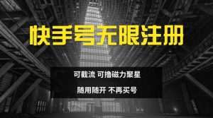 快手无限注册，可截流，可撸磁力聚星，随用随开，不再买号【揭秘】-网创资源总站