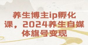 养生博主ip孵化课，2024养生自媒体旗号变现-网创资源总站