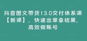 抖音图文带货13.0交付体系课【新课】,快速出单拿结果,高效做账号-网创资源总站