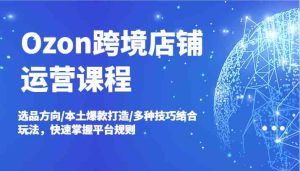 Ozon跨境店铺运营课程,选品方向/本土爆款打造/多种技巧结合玩法,快速掌握平台规则-网创资源总站