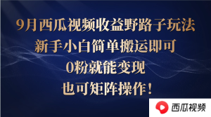 西瓜视频收益野路子玩法,新手小白简单搬运即可,0粉就能变现,也可矩…-网创资源总站
