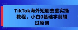 TikTok海外短剧去重实操教程，小白0基础学剪辑过原创-网创资源总站