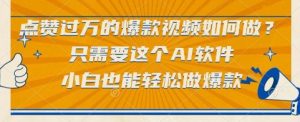 点赞过万的爆款视频如何做？只需要这个AI软件，小白也能轻松做爆款【揭秘】-网创资源总站