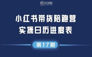 小红书第17期带货陪跑营，不囤货，无不直播，无不投流，通过选品+笔记内容+测品+笔记铺量+矩阵运营打爆款-网创资源总站