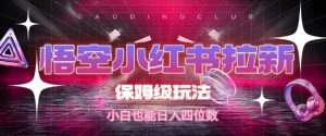 悟空小红书拉新，保姆级玩法，小白也能日入四位数-网创资源总站