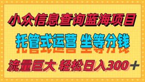 稳定日入300＋，小众信息查询蓝海项目，全程懒人式托管，解放你的时间-网创资源总站
