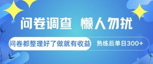 问卷调查,懒人勿扰,问卷都整理好了单价不等,做就有收益,熟练后单日3张【揭秘】-网创资源总站