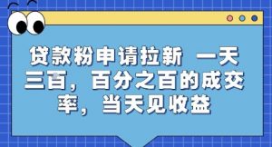 贷款粉申请拉新，一天三张，百分之百的成交率，当天见收益【揭秘】-网创资源总站