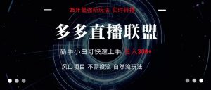 多多直播联盟 全新玩法 单机单日变现300+不要求电脑配置 玩法简单暴力-网创资源总站
