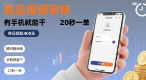随时随地做!商品视频审核,有手机就能干,20 秒一单,单日轻松 4张+【揭秘】-网创资源总站