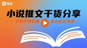 小说推文干货分享之快手爆款借鉴运营实操课-网创资源总站