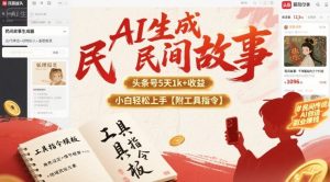 AI生成民间故事,头条号5天1k+,小白轻松上手【附工具指令】-网创资源总站