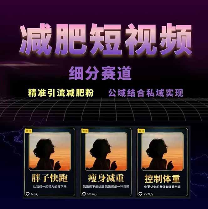 图片[1]-减肥短视频赛道运营课：素材准备-视频制作-引流变现全流程 (附素材-网创资源总站