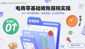电商零基础做账报税实操快速上手，从0-1学会套账建立，做账准备，企业税务申报-网创资源总站