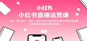 小红书直播运营课：开播、笔记创作、选品、店铺实操及 AI 赋能等多板块实用技能讲解-网创资源总站