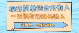 操作简单适合所有人全自动挂机项目，一天能有1000元收入，低成本，可矩…-网创资源总站