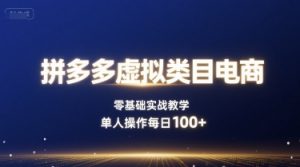 拼多多虚拟类目电商，零基础实战教学，单人操作每日100+-网创资源总站
