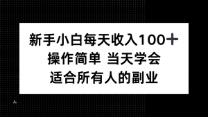 新手小白每天收入100+,操作简单 当天学会 ,适合所有人的副业-网创资源总站