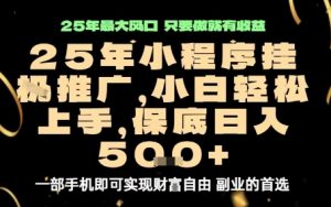 微信小程序挂G推广，解放双手，保底日入5张【揭秘】-网创资源总站