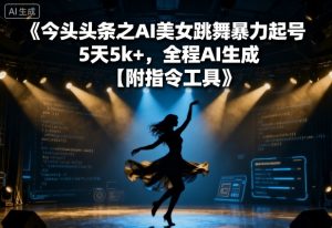 今日头条之AI美女跳舞暴力起号,5天1k+,全程AI生成【附指令工具】-网创资源总站