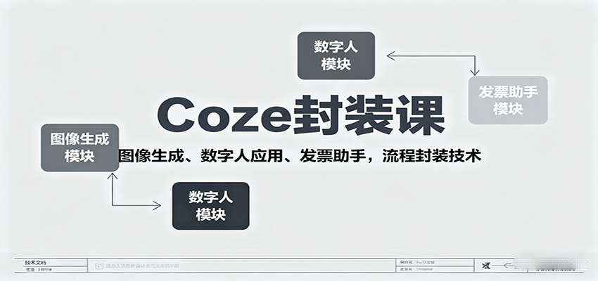 Coze封装课，图像生成、数字人应用、发票助手，流程封装技术-网创资源总站