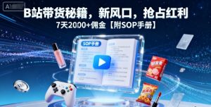 B站带货秘籍,新风口,抢占红利,7天2k+佣金【附SOP手册】-网创资源总站