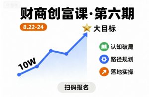 财商创富课第六期8月22-24号，如何从10W起步，一步步实现大目标-网创资源总站