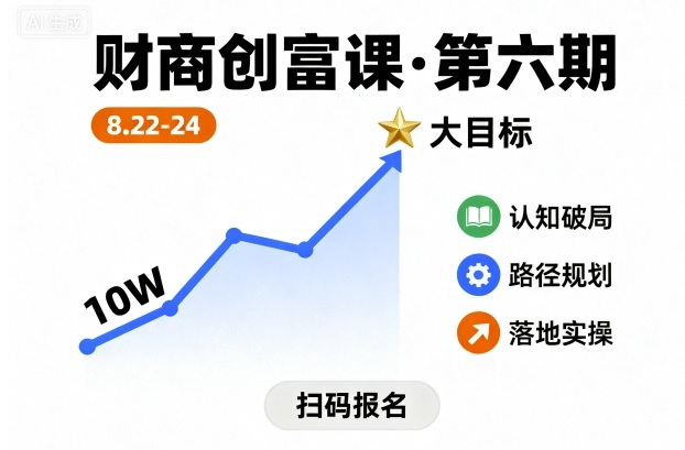 财商创富课第六期8月22-24号，如何从10W起步，一步步实现大目标-网创资源总站