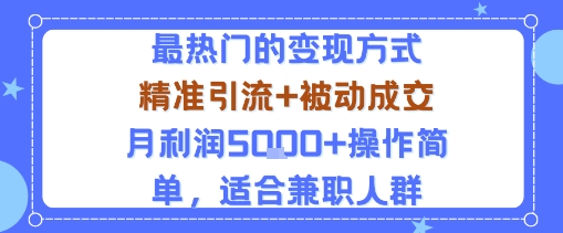小众赛道玩法：当下最热门的变现方式，精准引流+被动成交月利润5k+操作简单，适合兼职人群-网创资源总站