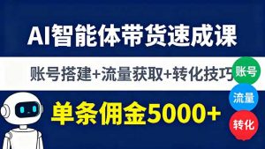 AI智能体带货速成课，账号搭建+流量获取+转化技巧，单条佣金5000+-网创资源总站