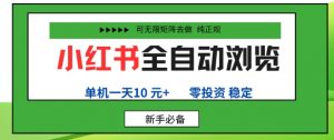 小红书全自动浏览项目，零投资，全程手机去跑，单账号一天10米+，可无限矩阵去做【揭秘】-网创资源总站